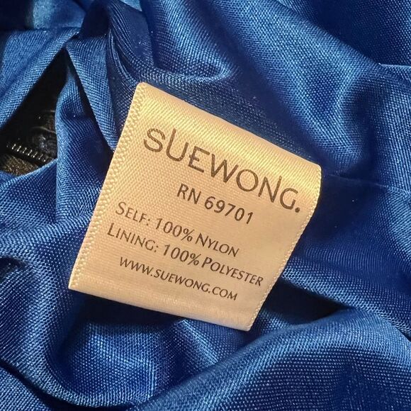 Sue Wong 3/4 SLEEVE V-NECK BEADED ROYAL BLUE & BLACK LACE COCKTAIL DRESS SIZE 4 - Picture 6 of 15